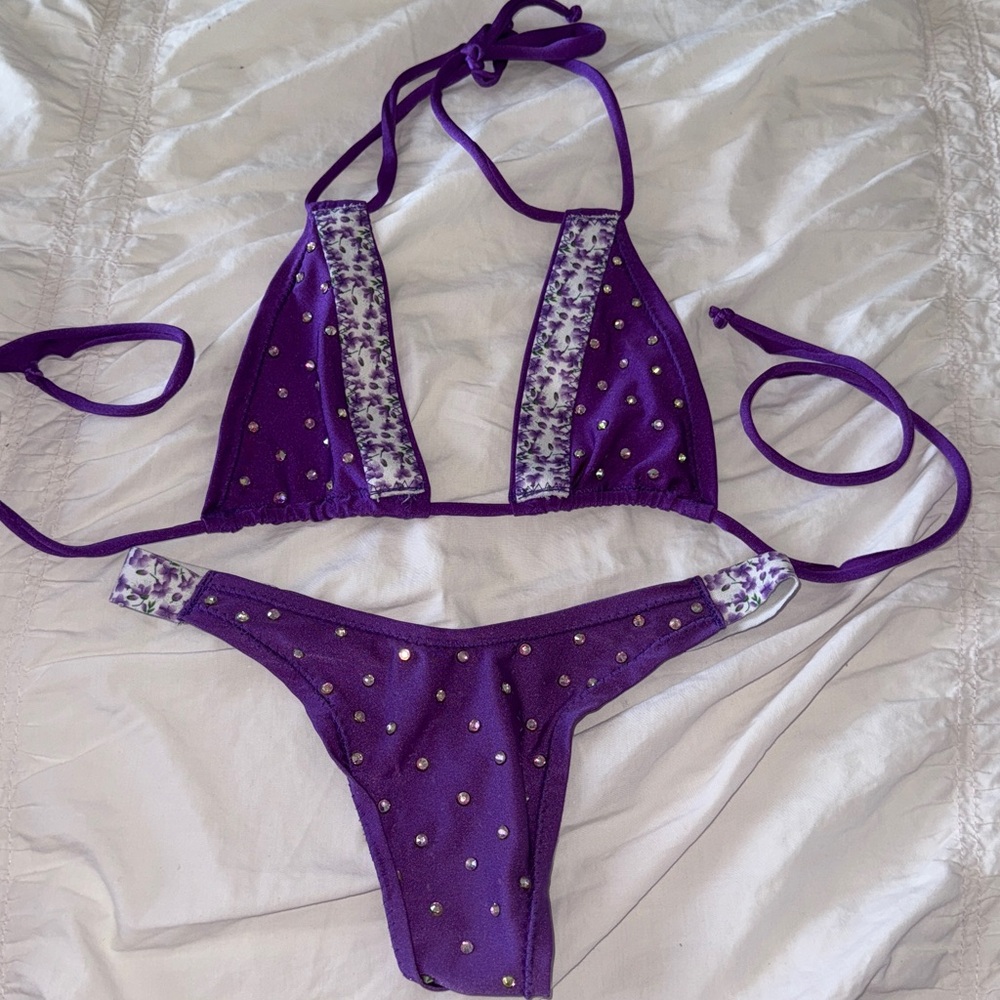 Handmade purple Studded Bikini/dancer outfit
